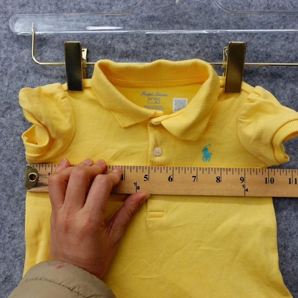 Ralph Lauren Baby Girls Polo Dress 3M Yellow‎ Pony Ruffle Hem Easter Summer Prep